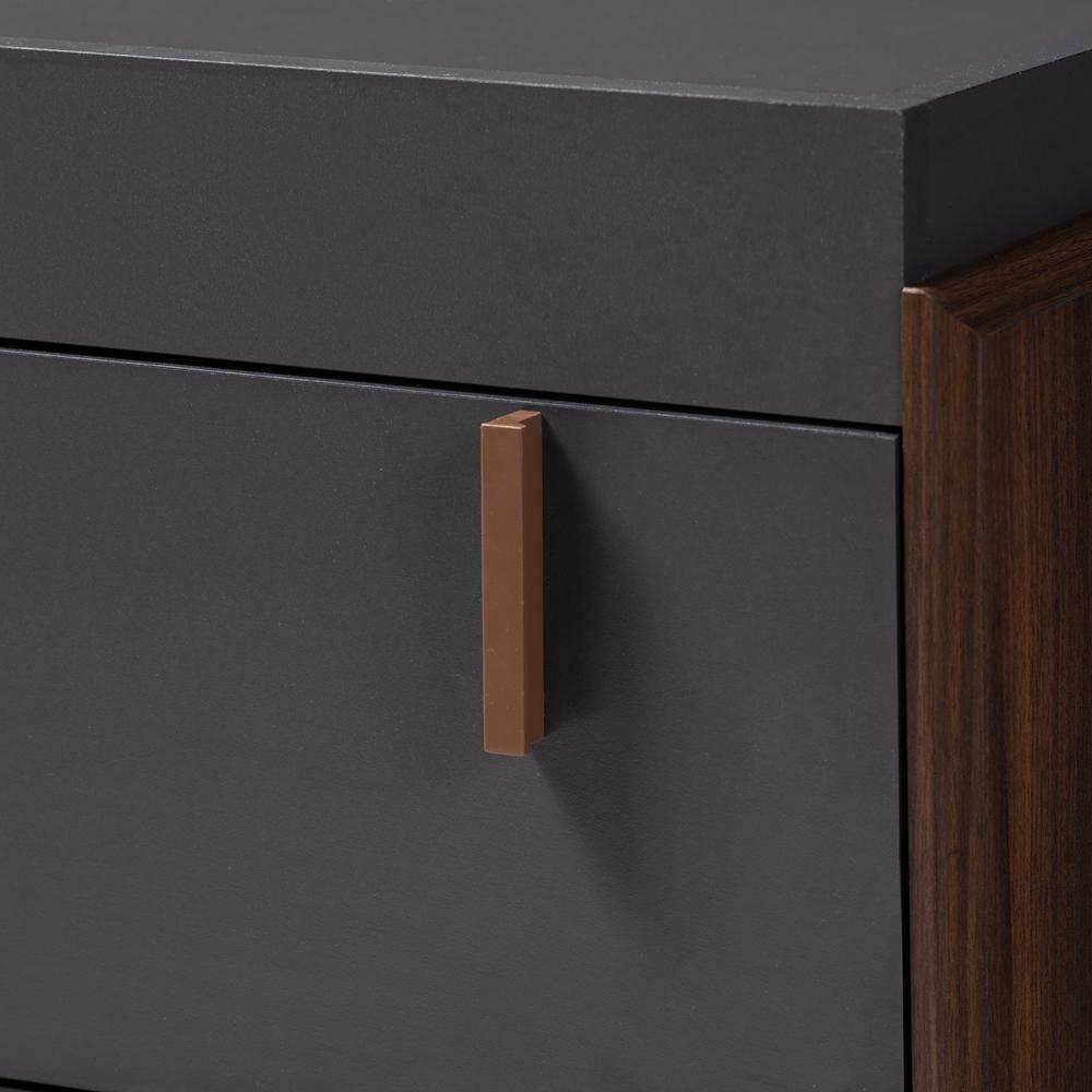 Rikke Modern and Contemporary Two-Tone Gray and Walnut Finished Wood 6-Drawer Dresser FredCo