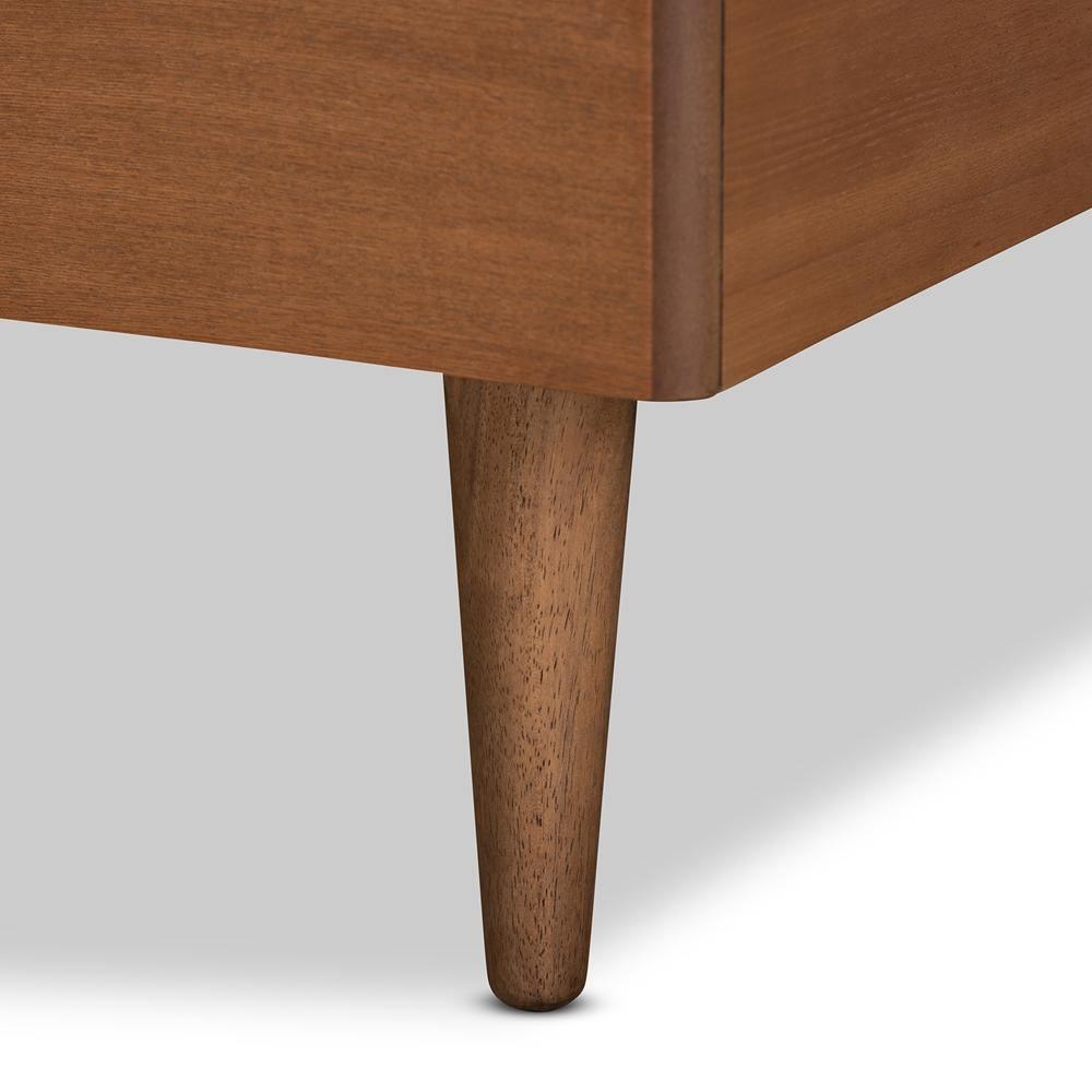 Rin Mid-Century Modern Walnut Brown Finished Wood Twin Size Platform Bed FredCo