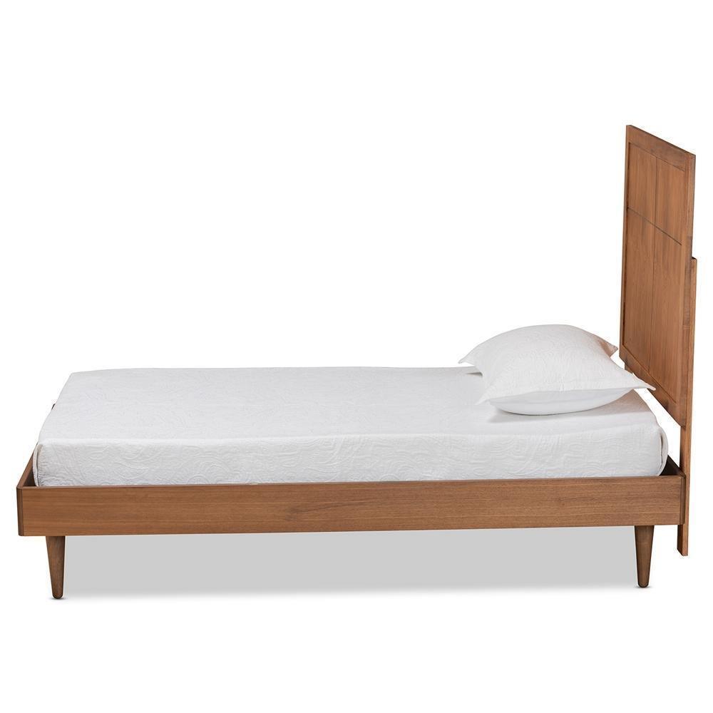 Rin Mid-Century Modern Walnut Brown Finished Wood Twin Size Platform Bed FredCo