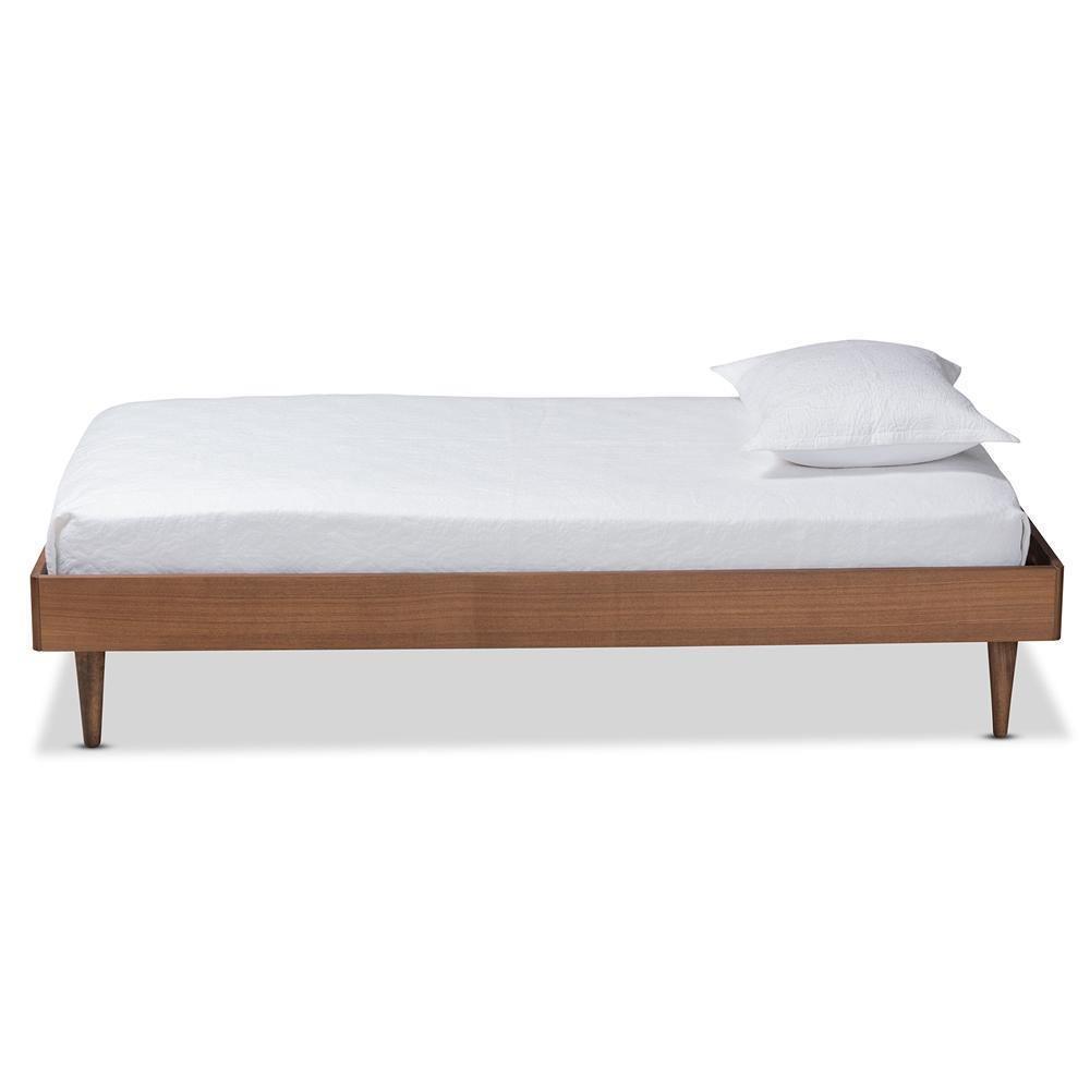 Rina Mid-Century Modern Ash Walnut Finished Wood Twin Size Platform Bed Frame FredCo