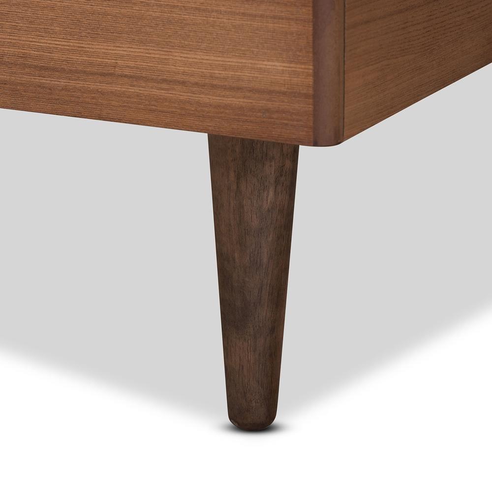 Rina Mid-Century Modern Ash Walnut Finished Wood Twin Size Platform Bed Frame FredCo