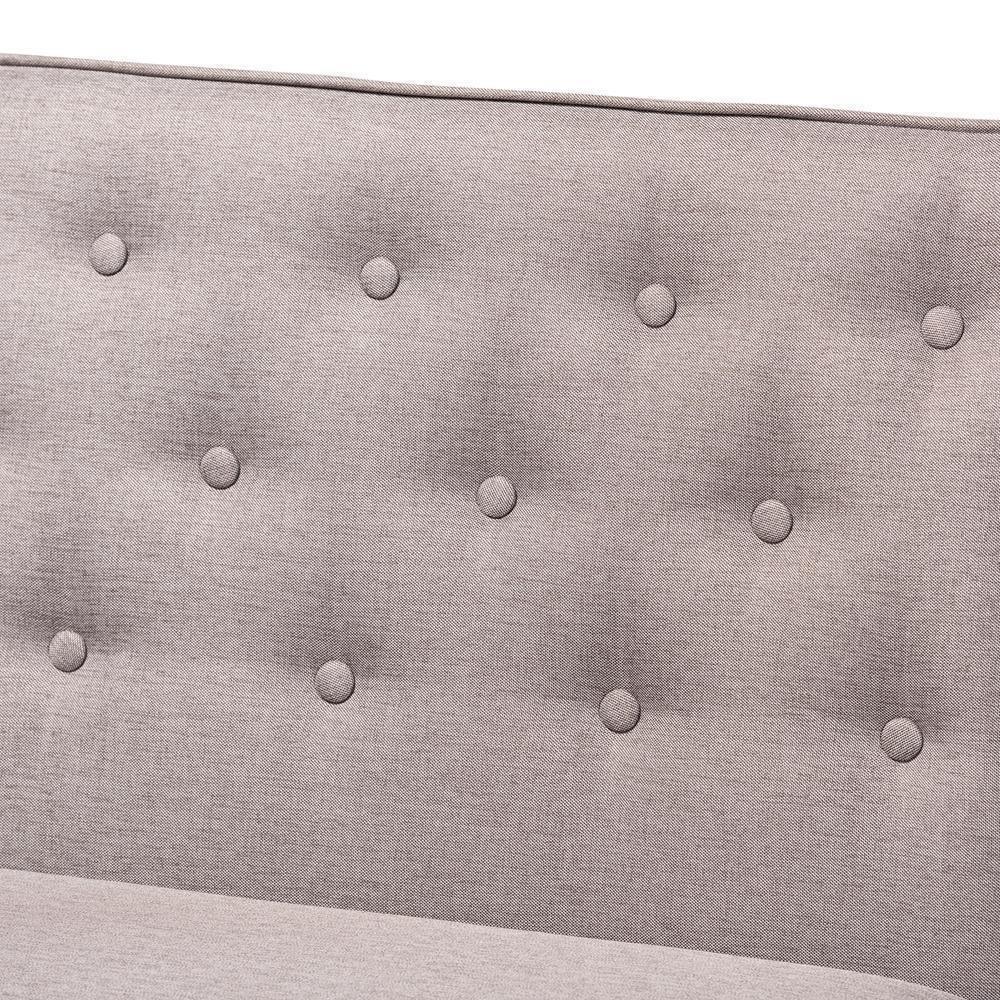 Riordan Mid-Century Modern Grey Fabric Upholstered and Walnut Brown Finished Wood 2-Piece Dining Nook Banquette Set FredCo