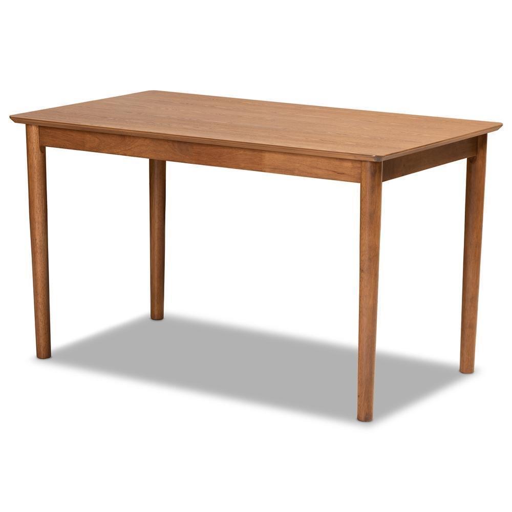 Riordan Mid-Century Modern Tan Faux Leather Upholstered and Walnut Brown Finished Wood 3-Piece Dining Nook Set FredCo