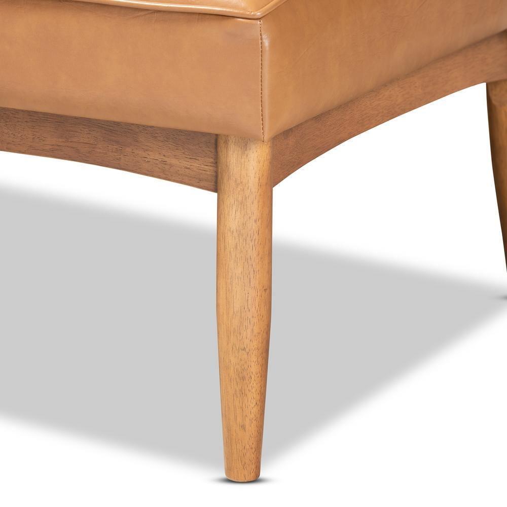 Riordan Mid-Century Modern Tan Faux Leather Upholstered and Walnut Brown Finished Wood 3-Piece Dining Nook Set FredCo