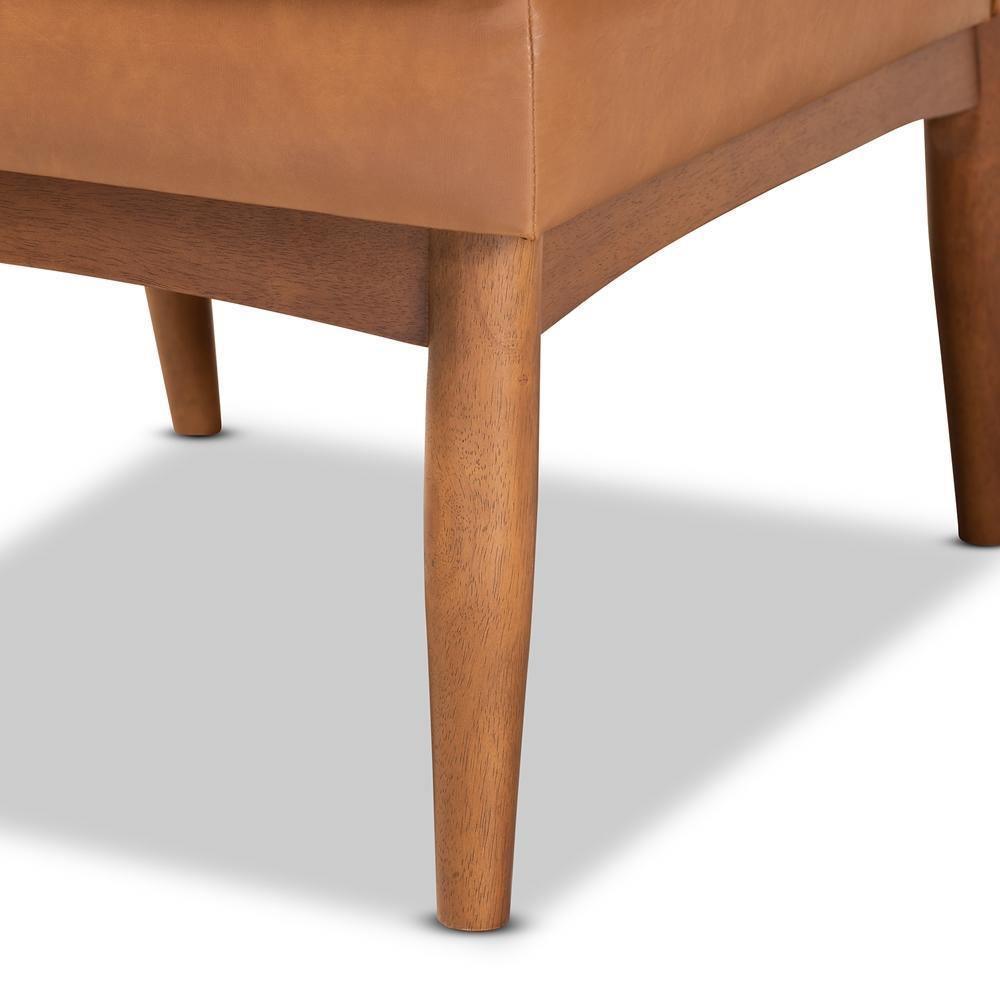 Riordan Mid-Century Modern Tan Faux Leather Upholstered and Walnut Brown Finished Wood Dining Chair FredCo