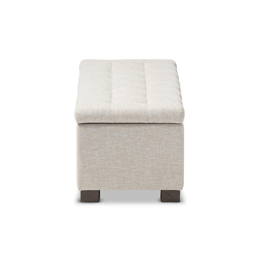 Roanoke Modern and Contemporary Beige Fabric Upholstered Grid-Tufting Storage Ottoman Bench FredCo
