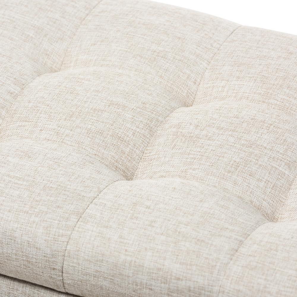 Roanoke Modern and Contemporary Beige Fabric Upholstered Grid-Tufting Storage Ottoman Bench FredCo