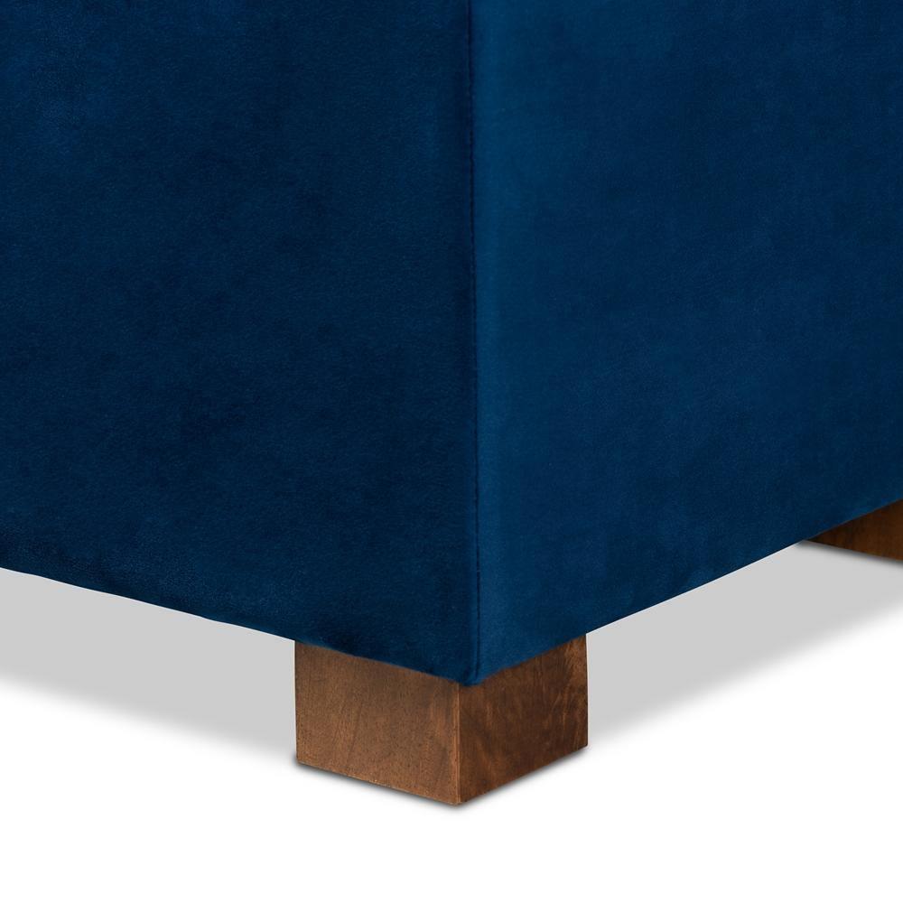 Roanoke Modern and Contemporary Navy Blue Velvet Fabric Upholstered Grid-Tufted Storage Ottoman Bench FredCo