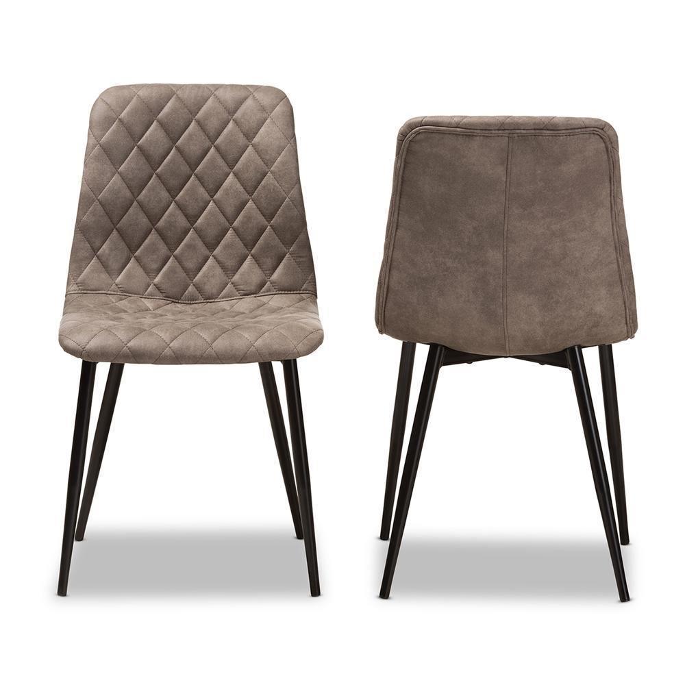 Roberta Mid-Century Modern Light Brown Fabric Upholstered Shell Dining Chair Set of 2 FredCo