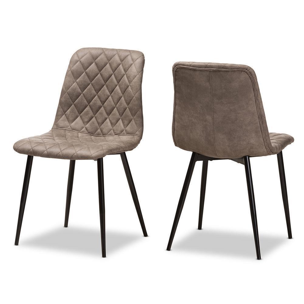 Roberta Mid-Century Modern Light Brown Fabric Upholstered Shell Dining Chair Set of 2 FredCo