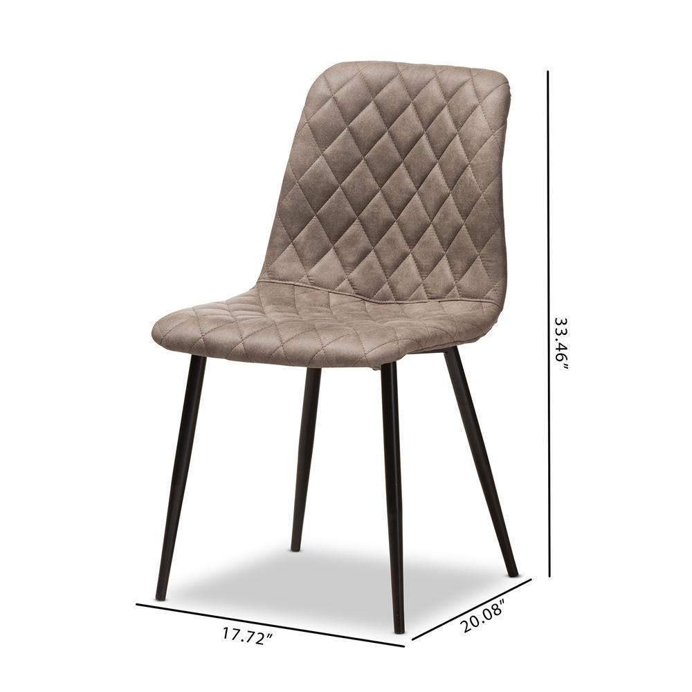 Roberta Mid-Century Modern Light Brown Fabric Upholstered Shell Dining Chair Set of 2 FredCo