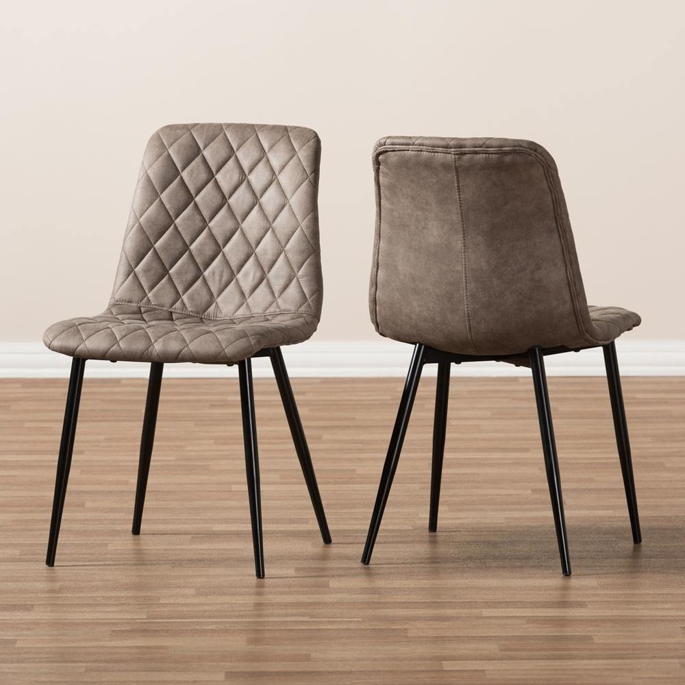 Roberta Mid-Century Modern Light Brown Fabric Upholstered Shell Dining Chair Set of 2 FredCo