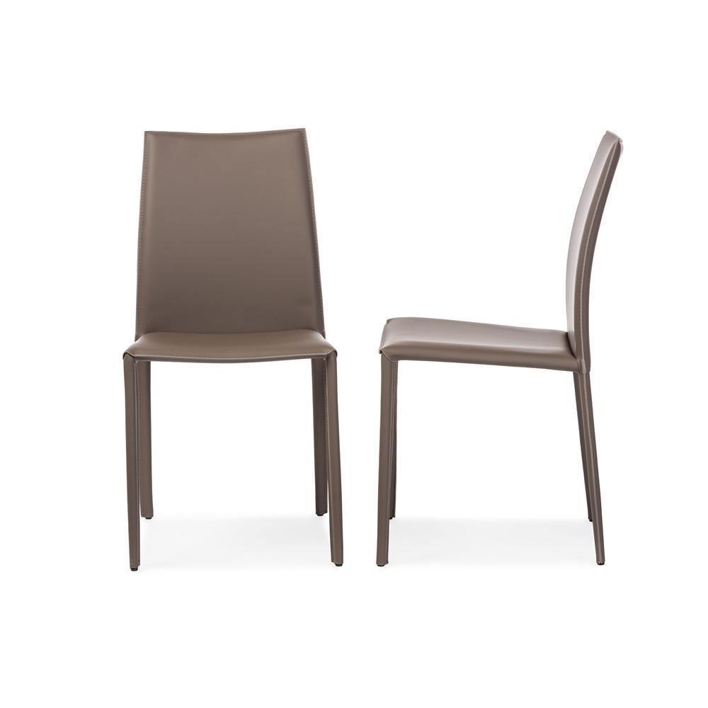Rockford Modern and Contemporary Taupe Bonded Leather Upholstered Dining Chair (Set of 2) FredCo