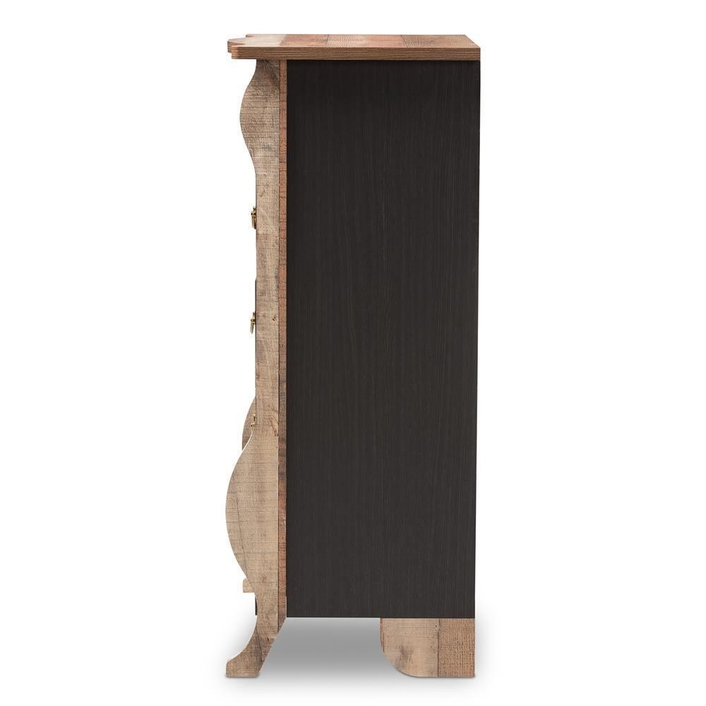 Romilly Country Cottage Farmhouse Black and Oak-Finished Wood 5-Drawer Chest FredCo