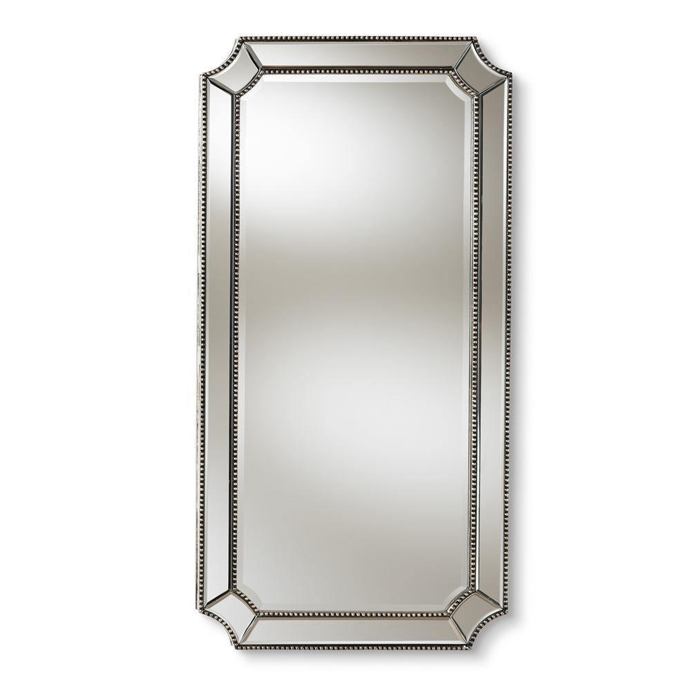 Romina Art Deco Antique Silver Finished Accent Wall Mirror FredCo
