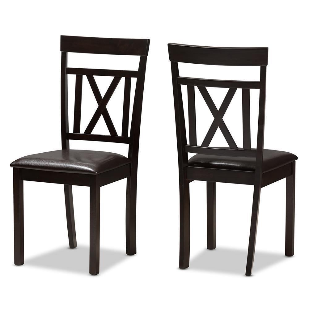 Rosie Modern and Contemporary Dark Brown Faux Leather Upholstered 5-Piece Dining Set FredCo