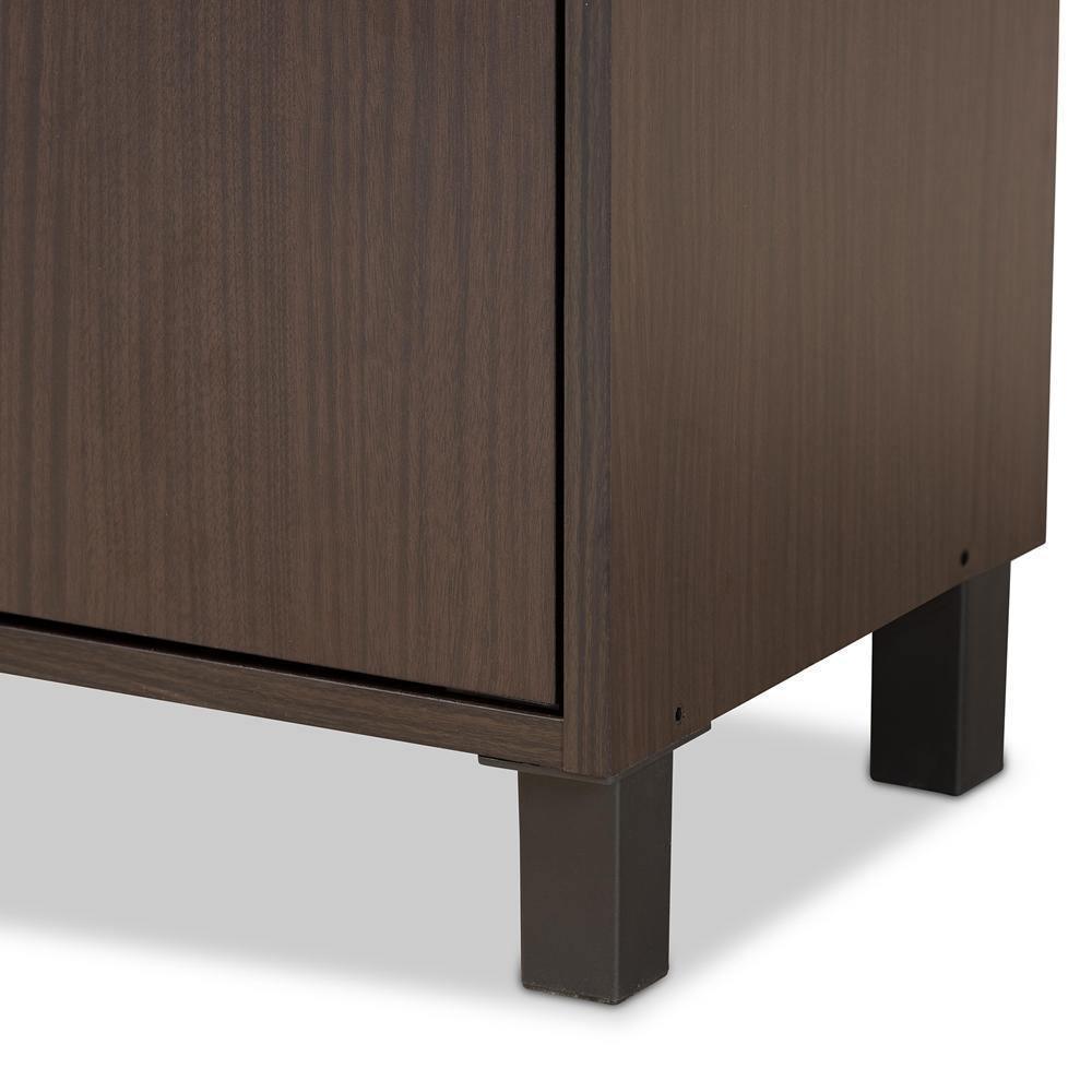 Rossin Modern and Contemporary Dark Brown Finished Wood 2-Door Entryway Shoe Storage Cabinet with Top Shelf FredCo