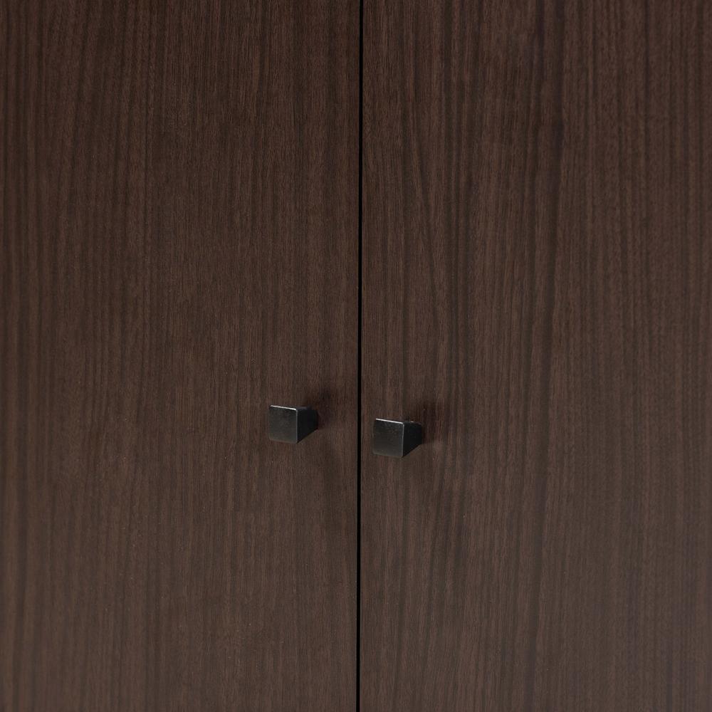 Rossin Modern and Contemporary Dark Brown Finished Wood 2-Door Entryway Shoe Storage Cabinet with Top Shelf FredCo