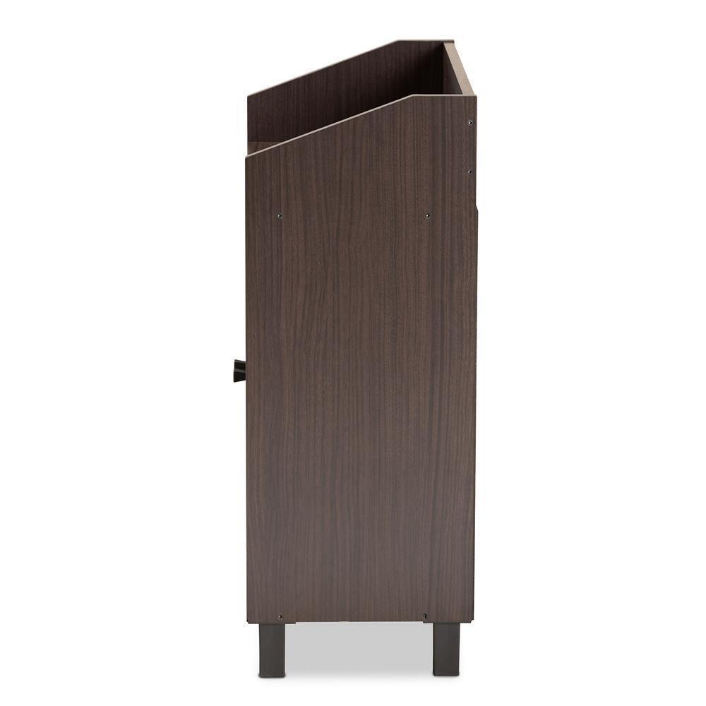 Rossin Modern and Contemporary Dark Brown Finished Wood 2-Door Entryway Shoe Storage Cabinet with Top Shelf FredCo
