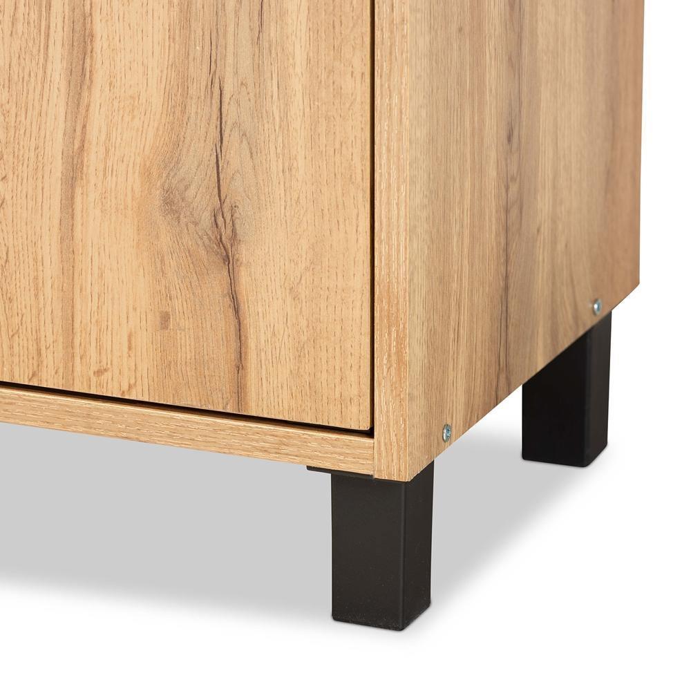 Rossin Modern and Contemporary Oak Brown Finished Wood 2-Door Entryway Shoe Storage Cabinet with Top Shelf FredCo