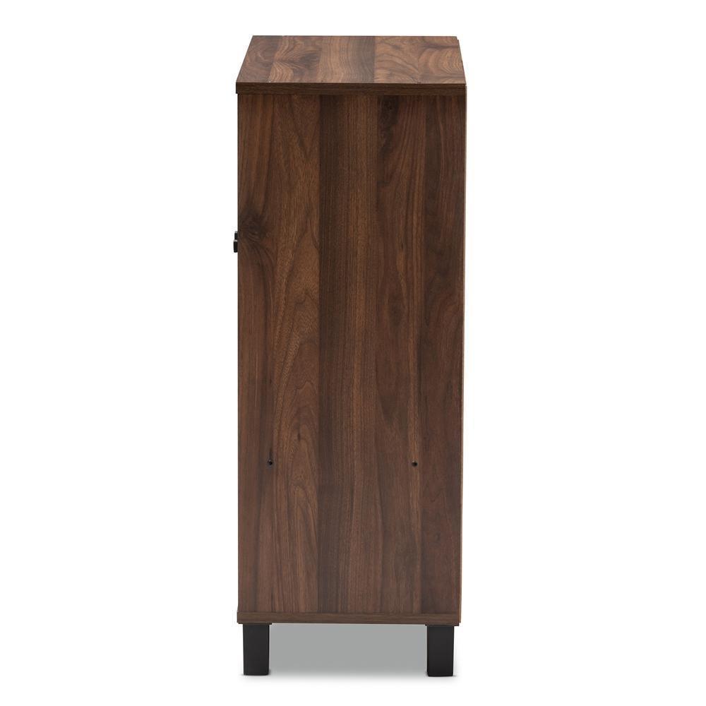 Rossin Modern and Contemporary Walnut Brown Finished 2-Door Wood Entryway Shoe Storage Cabinet FredCo