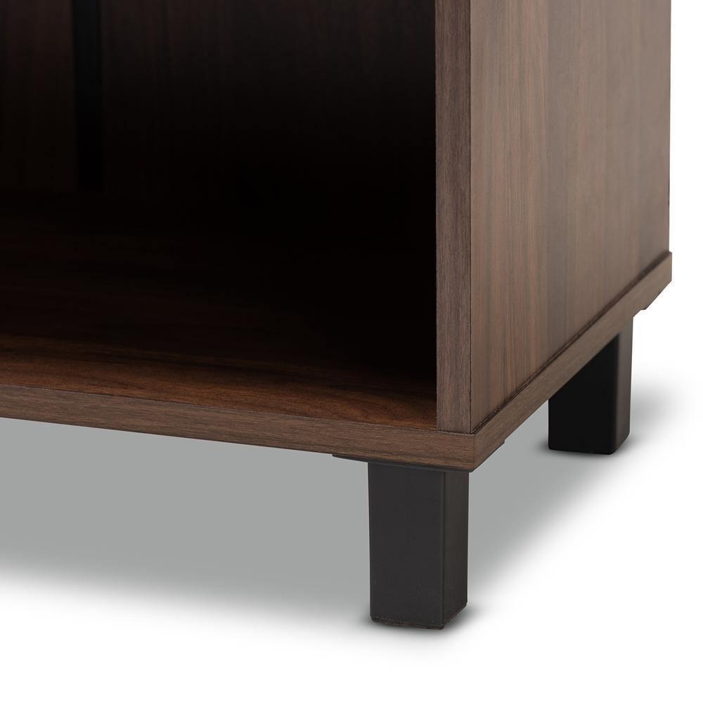 Rossin Modern and Contemporary Walnut Brown Finished 2-Door Wood Entryway Shoe Storage Cabinet FredCo