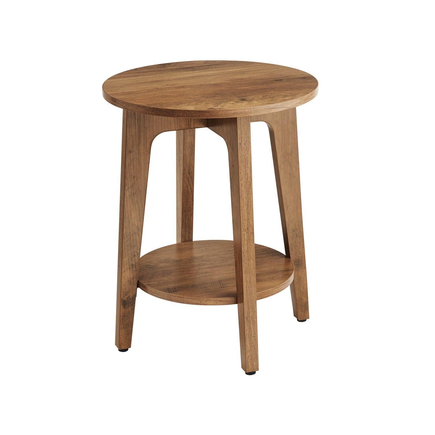 Round End Table with Shelf Farmhouse Walnut FredCo