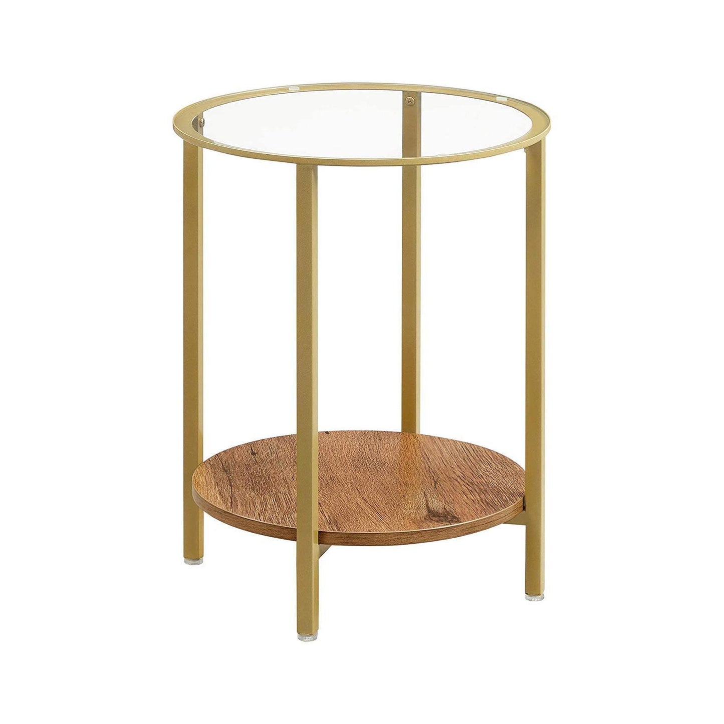 Round Side Table, Hazelnut Brown and Golden FredCo