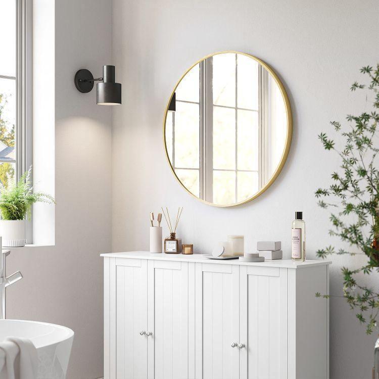 Round Wall Mirror Gold Color FredCo