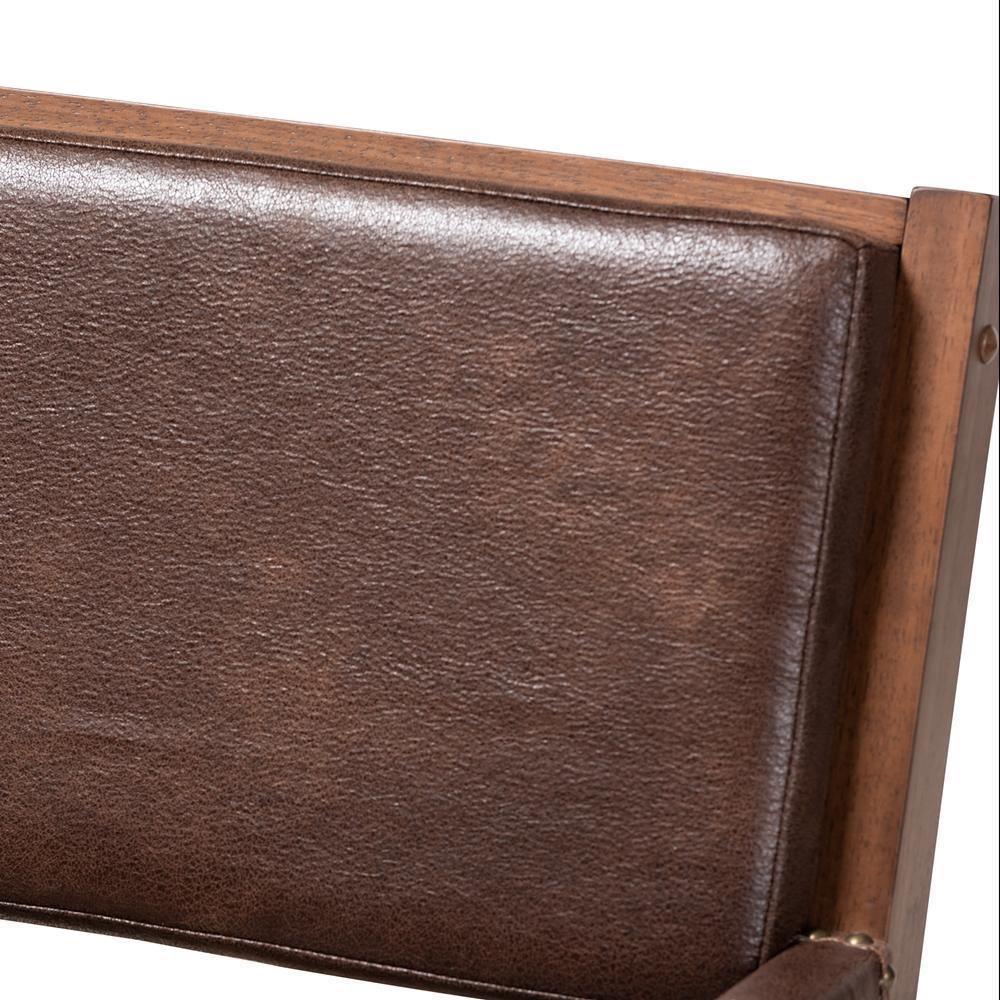 Rovelyn Rustic Brown Faux Leather Upholstered Walnut Finished Wood 2-Piece Living Room Set FredCo