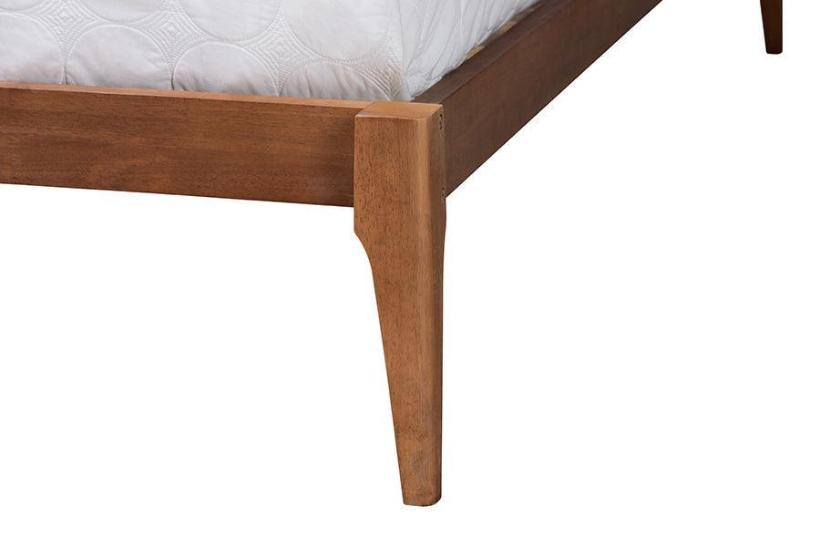 Royce Mid-Century Modern Transitional Light Grey Fabric and Ash Walnut Finished Wood Queen Size Bed FredCo