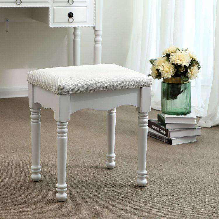Rubberwood Legs Vanity Stool FredCo