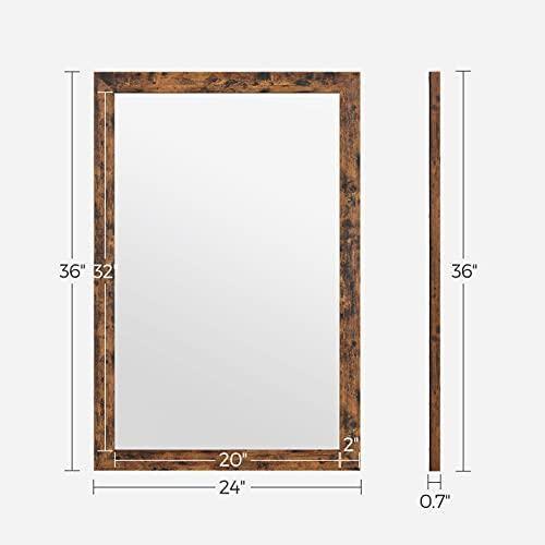 Rustic Brown Bathroom Wall Mirror 24" x 36" FredCo