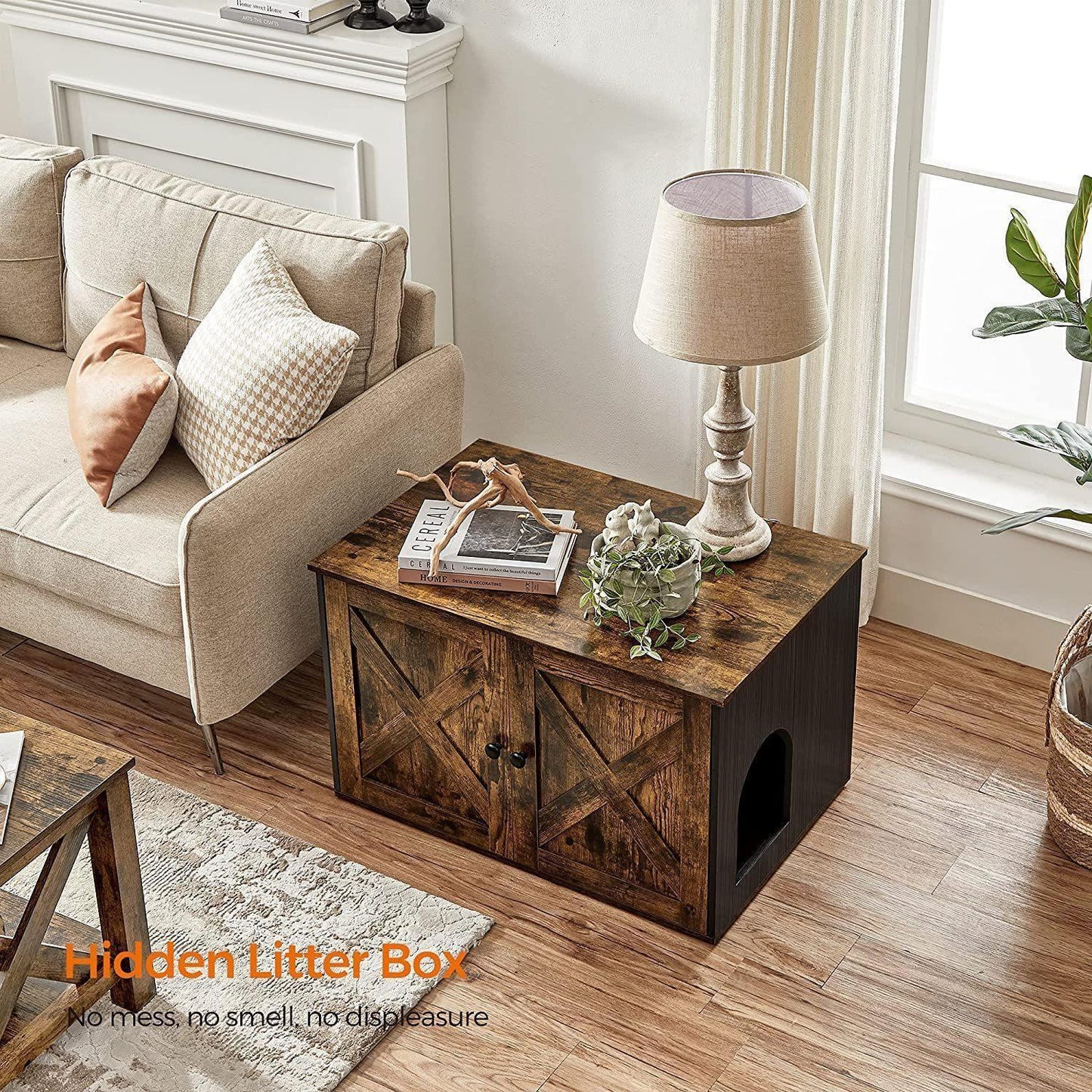 Rustic Brown Cat Litter Box Enclosure FredCo