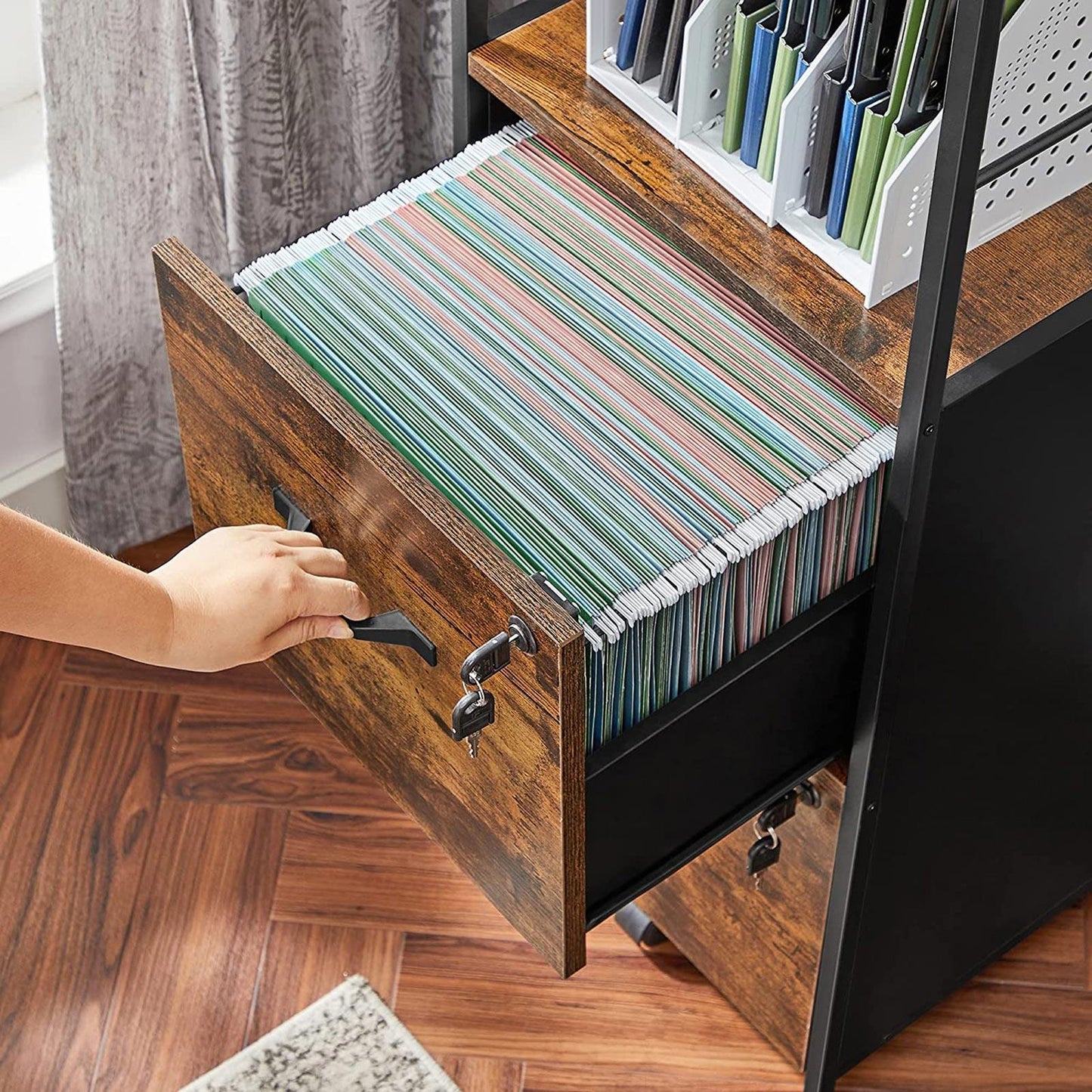Rustic Brown Filing Cabinet with 2 Drawers FredCo