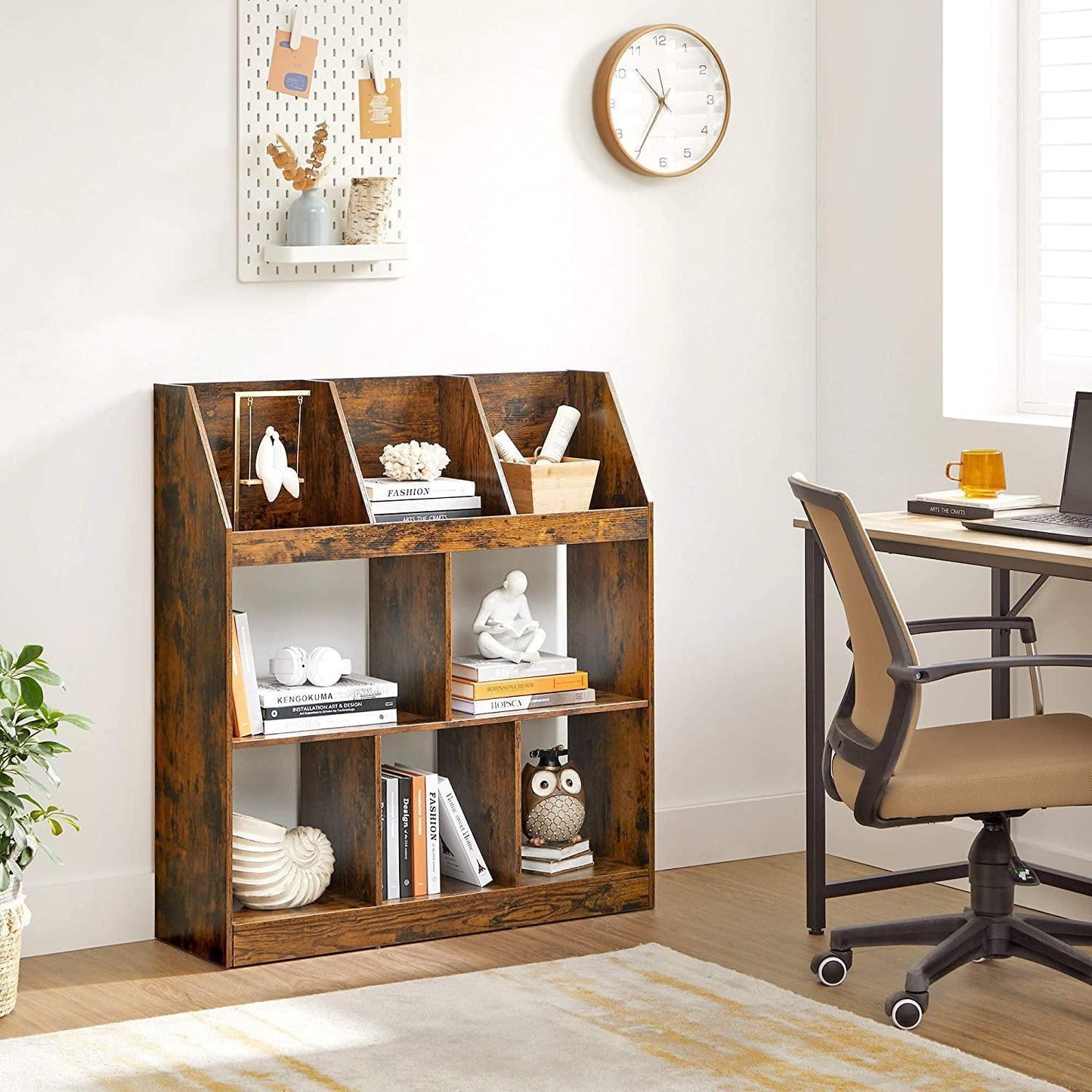 Rustic Brown Free Standing Wooden Bookcase Organizer FredCo