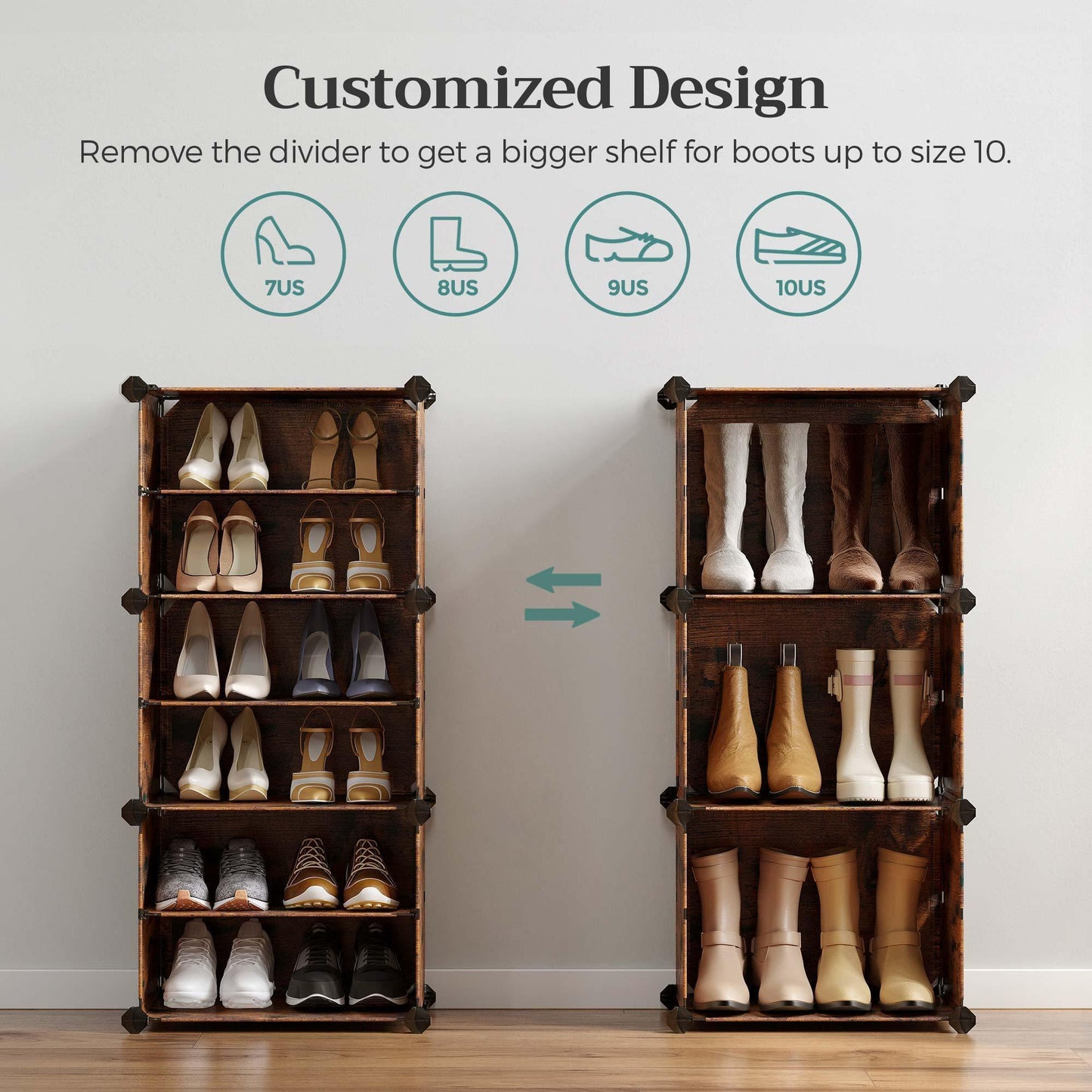 Rustic Brown Plasitc Cube Storage for Shoes FredCo