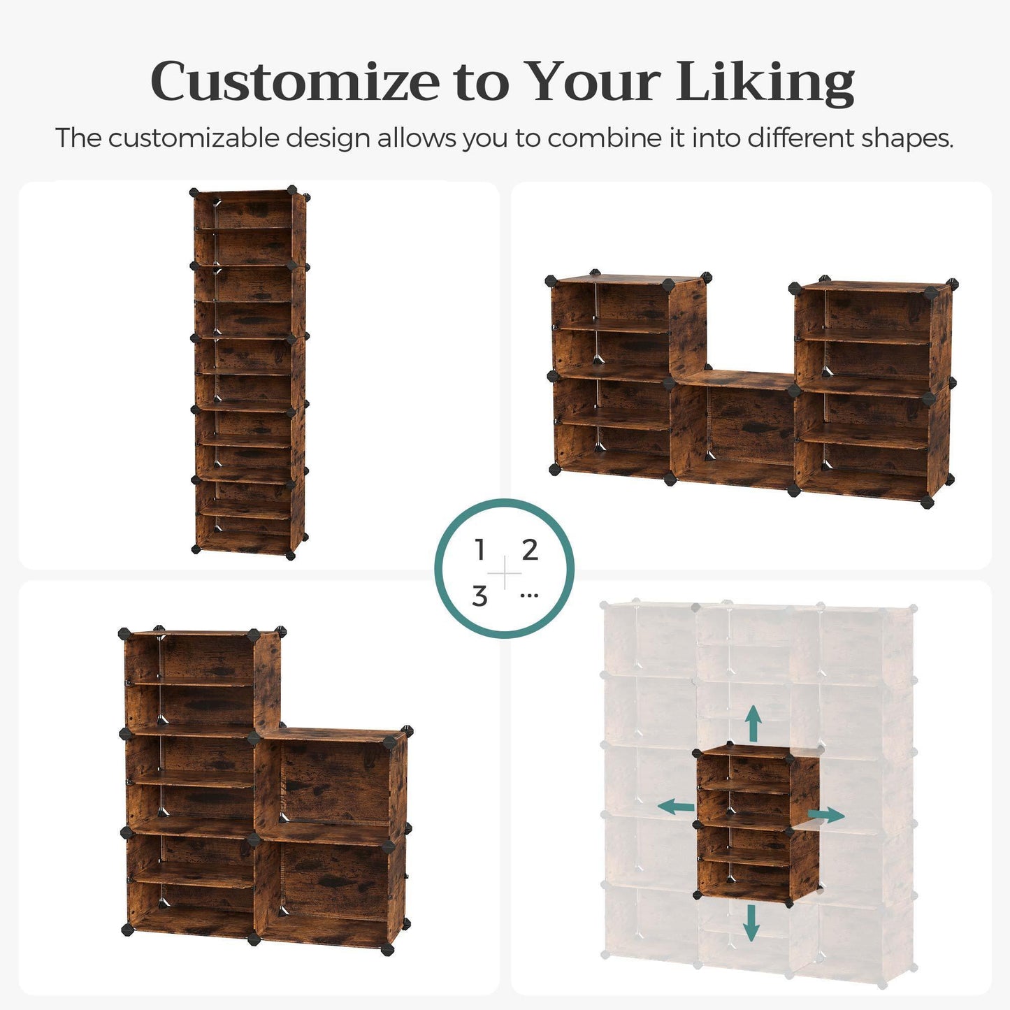 Rustic Brown Plasitc Cube Storage for Shoes FredCo