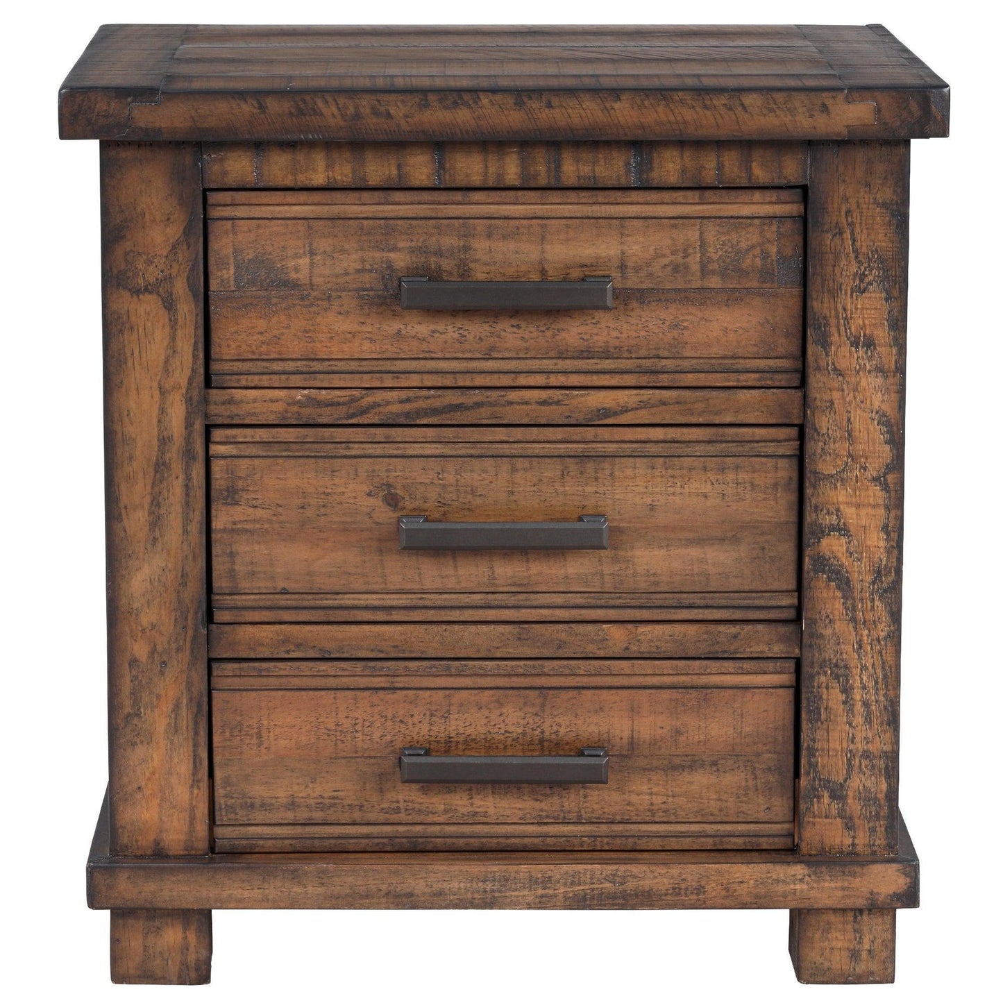 Rustic Three Drawer Reclaimed Solid Wood Framhouse Nightstand WF197196AAD FredCo