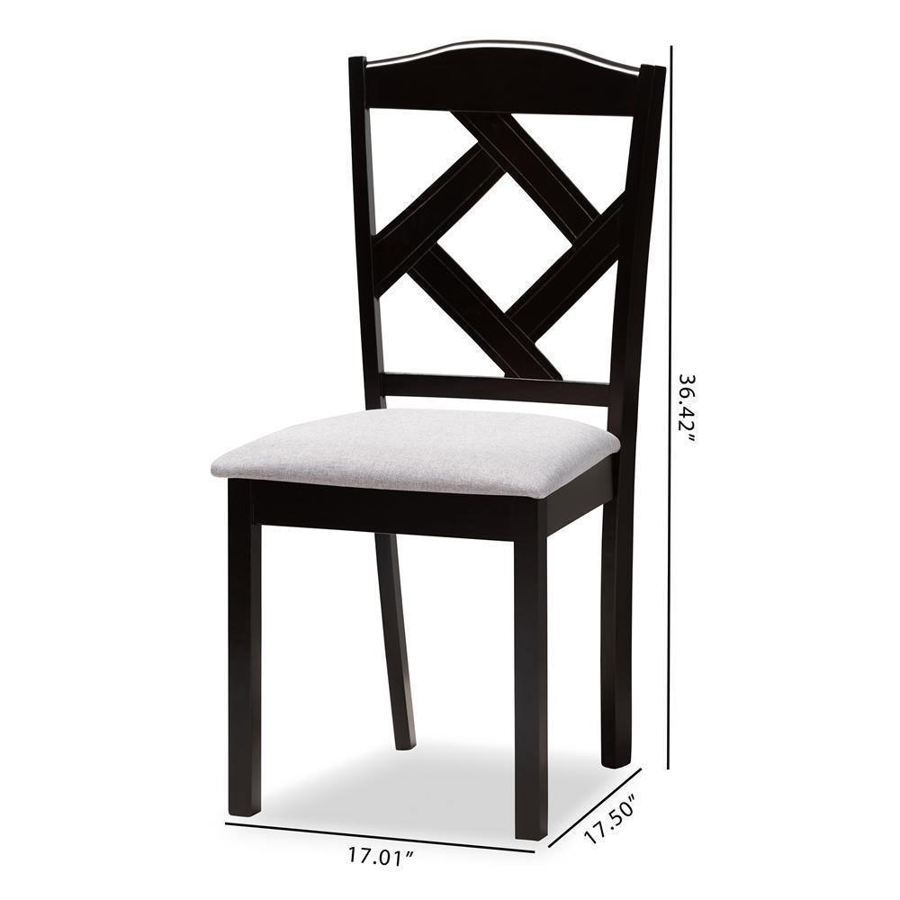 Ruth Modern and Contemporary Grey Fabric Upholstered and Espresso Brown Finished Dining Chair Set FredCo