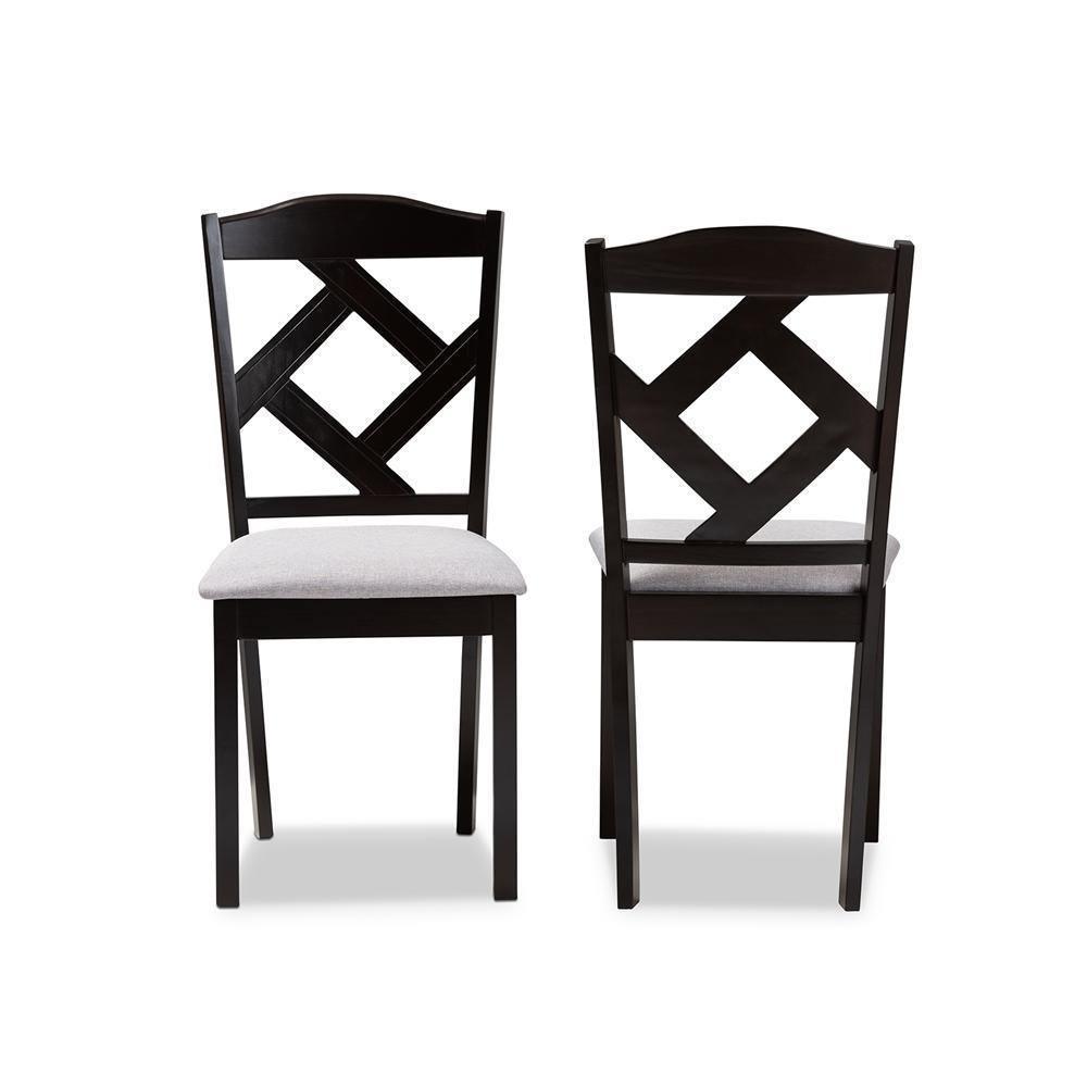 Ruth Modern and Contemporary Grey Fabric Upholstered and Espresso Brown Finished Dining Chair Set FredCo