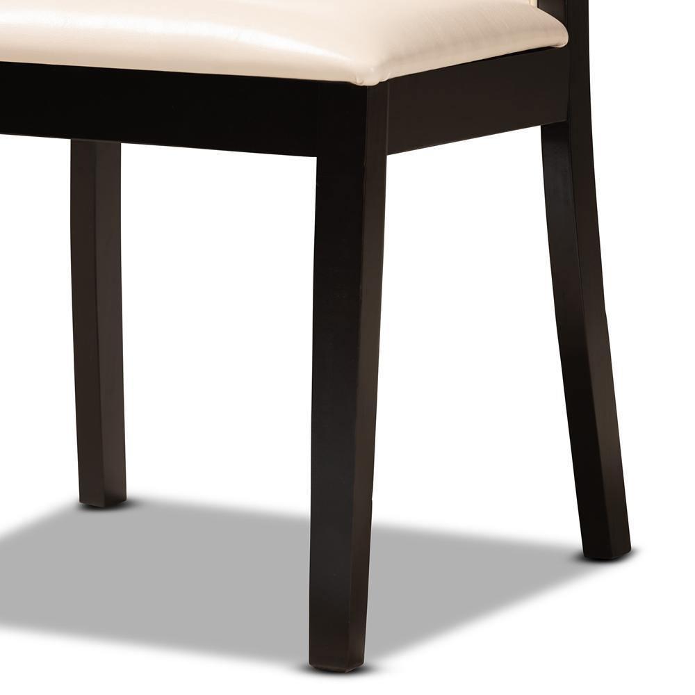 Ryan Modern and Contemporary Beige Faux Leather Upholstered and Dark Brown Finished Wood 5-Piece Dining Set FredCo