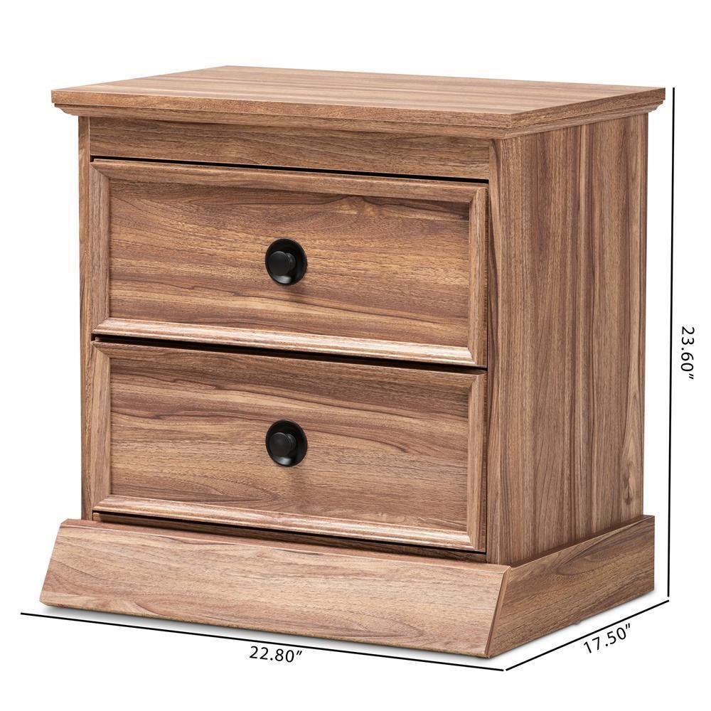 Ryker Modern and Contemporary Oak Finished 2-Drawer Wood Nightstand FredCo