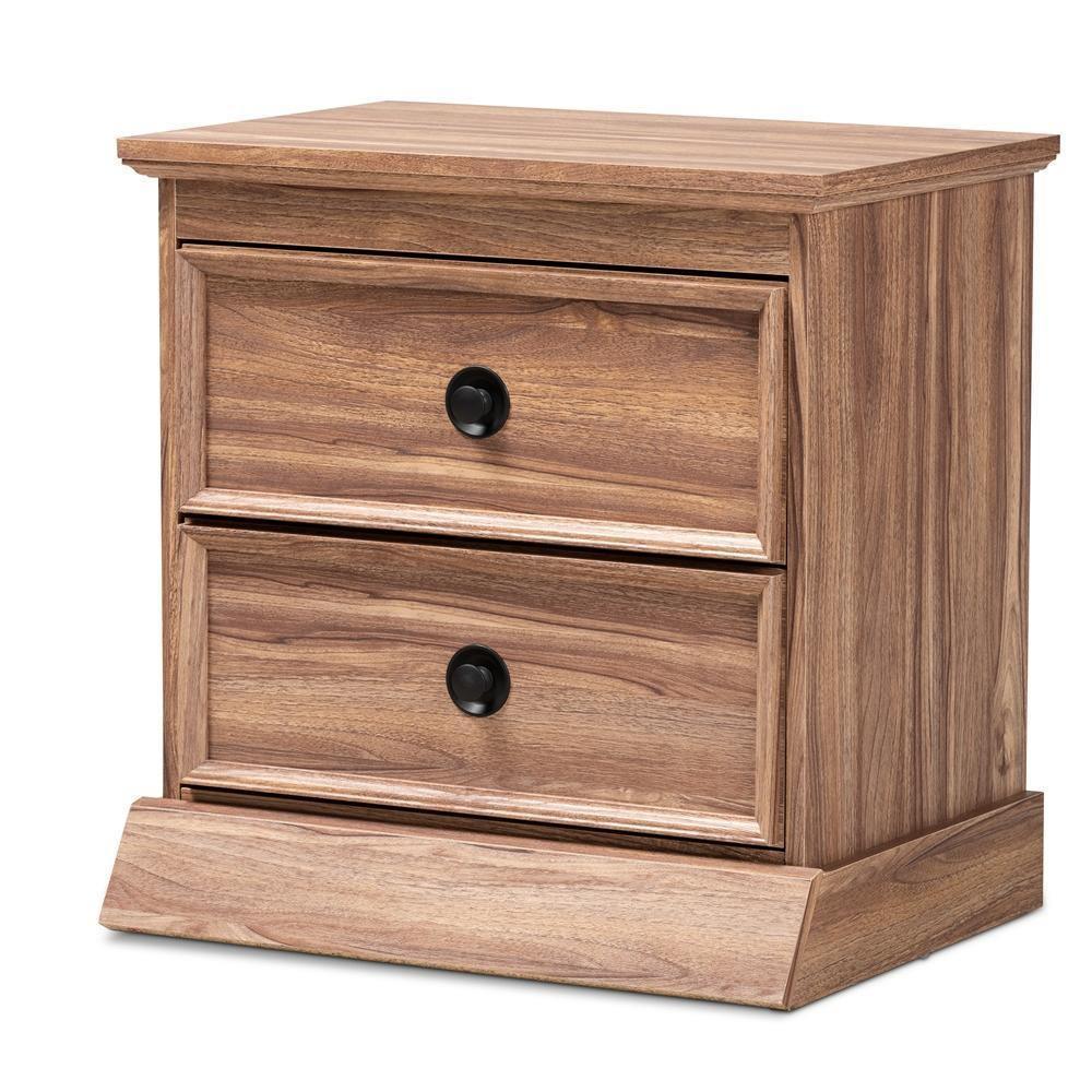 Ryker Modern and Contemporary Oak Finished 2-Drawer Wood Nightstand FredCo