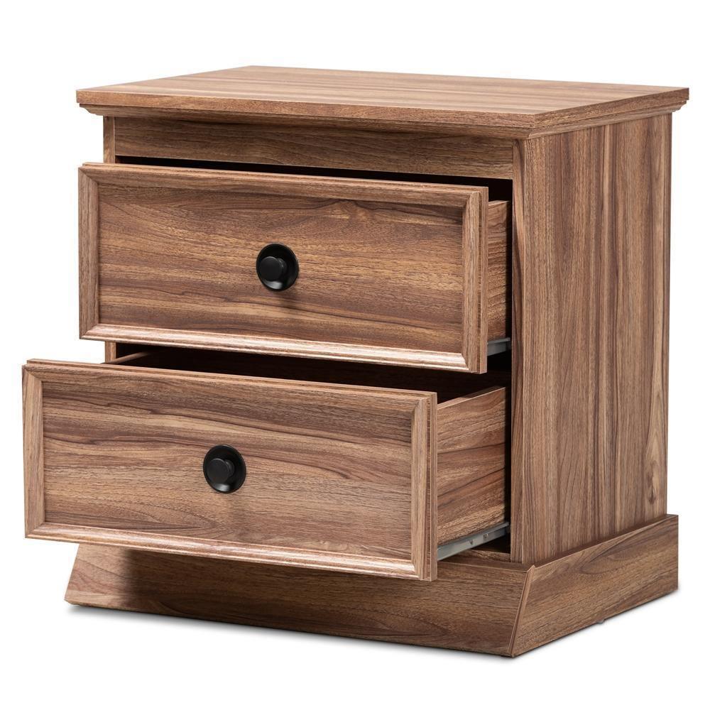 Ryker Modern and Contemporary Oak Finished 2-Drawer Wood Nightstand FredCo