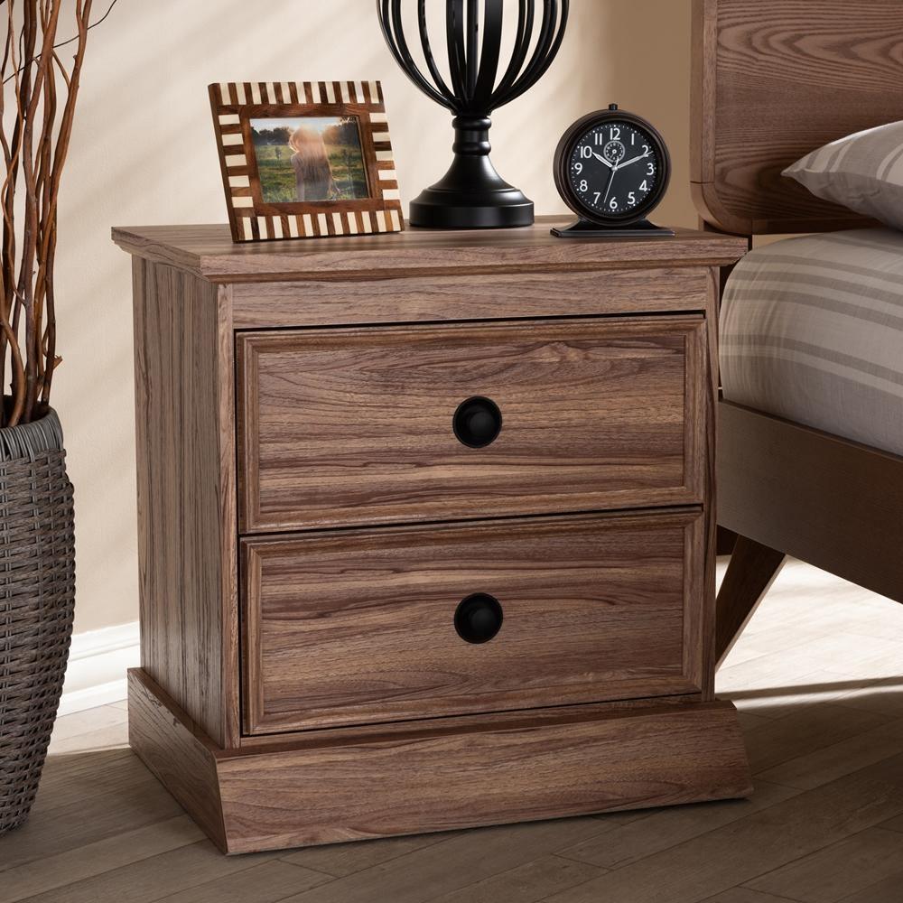 Ryker Modern and Contemporary Oak Finished 2-Drawer Wood Nightstand FredCo