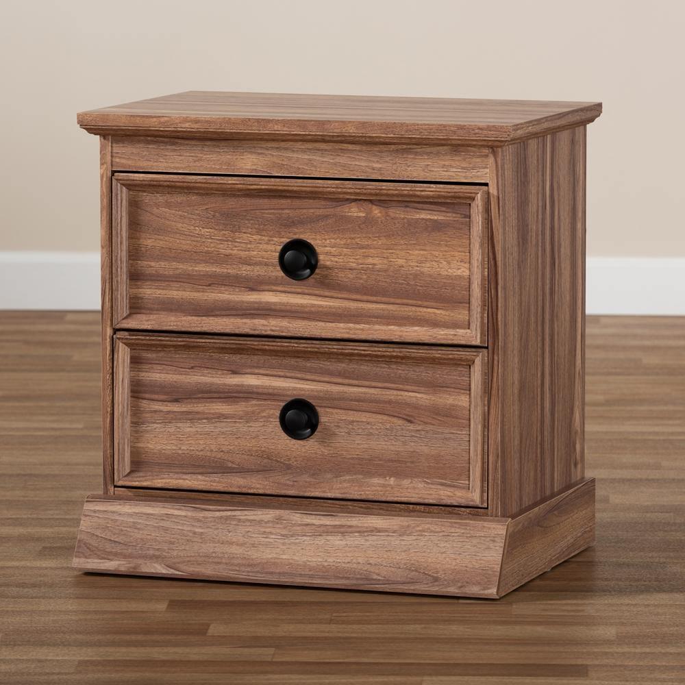 Ryker Modern and Contemporary Oak Finished 2-Drawer Wood Nightstand FredCo