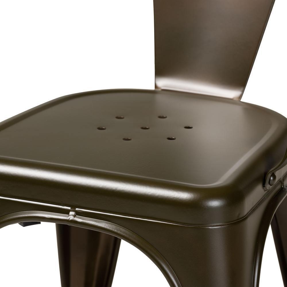 Ryland Modern Industrial Brown Finished Metal 4-Piece Dining Chair Set FredCo