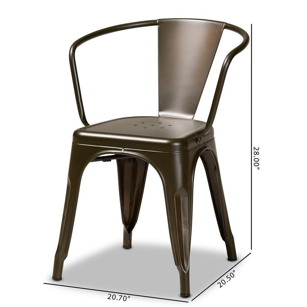 Ryland Modern Industrial Brown Finished Metal 4-Piece Dining Chair Set FredCo