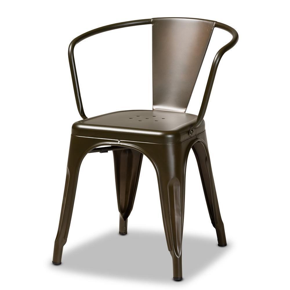 Ryland Modern Industrial Brown Finished Metal 4-Piece Dining Chair Set FredCo